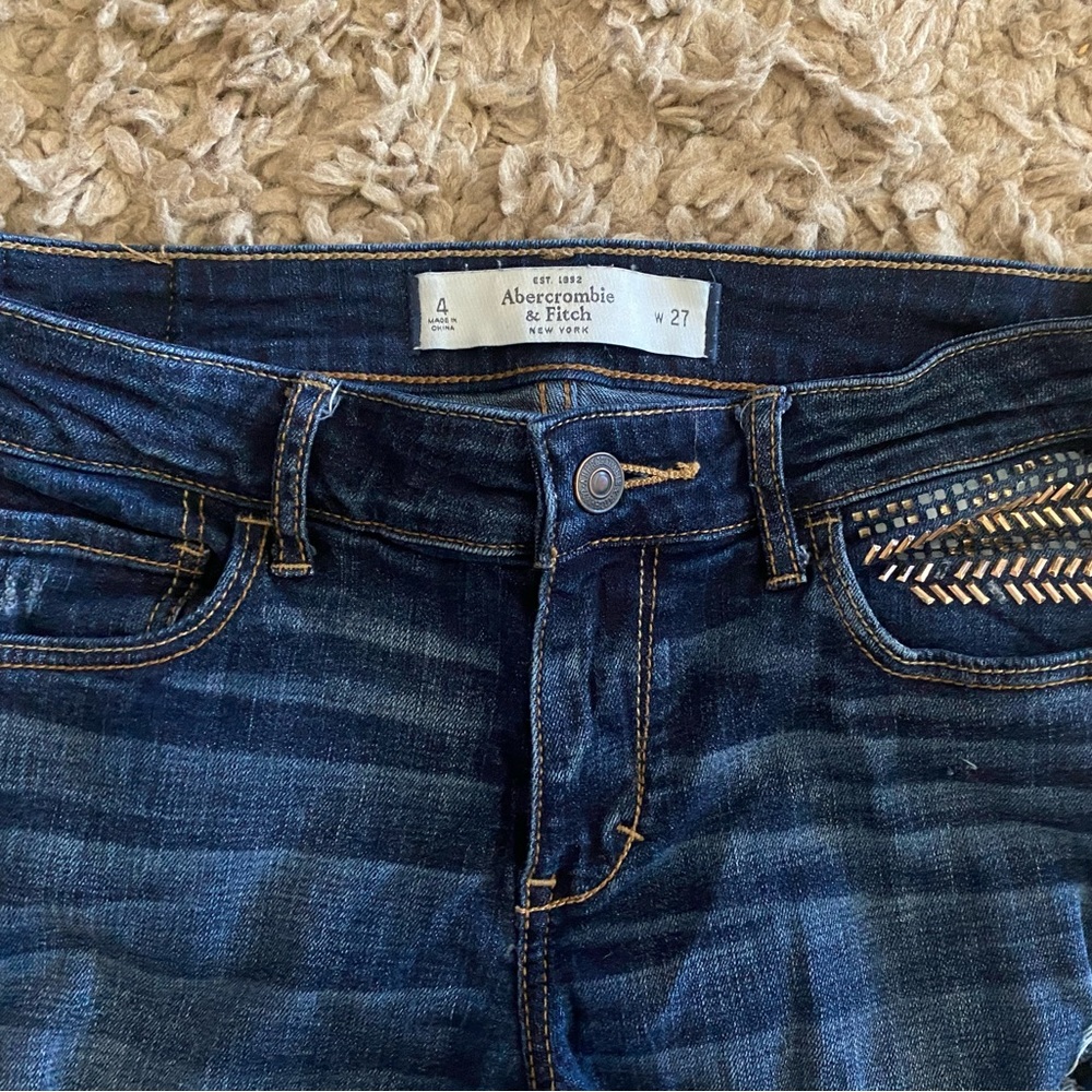 Abercrombie and Fitch distressed blue jeans